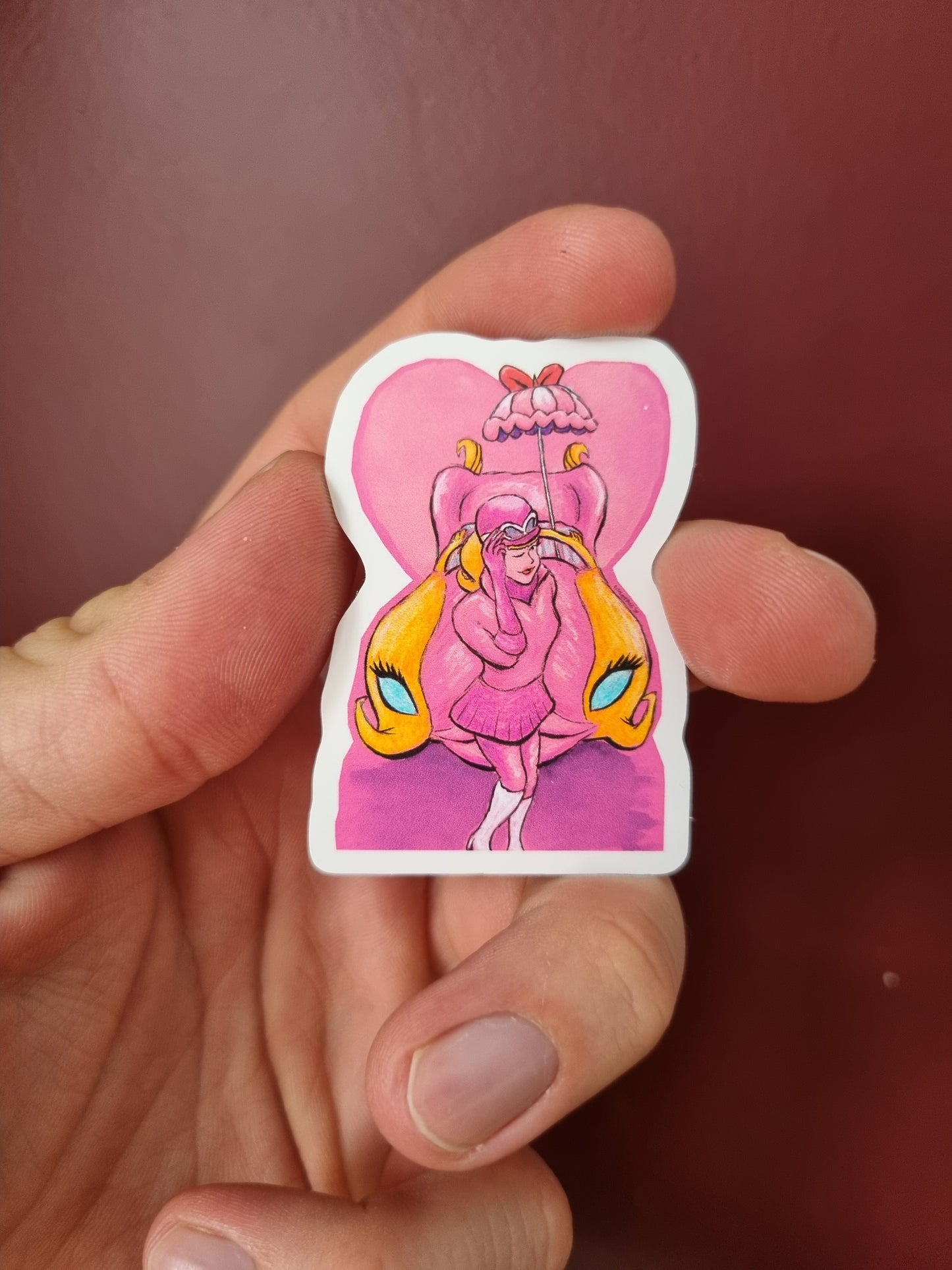 "Bubblegum-Pink Ferrari, Yeah, She’s So Wacky” Sticker